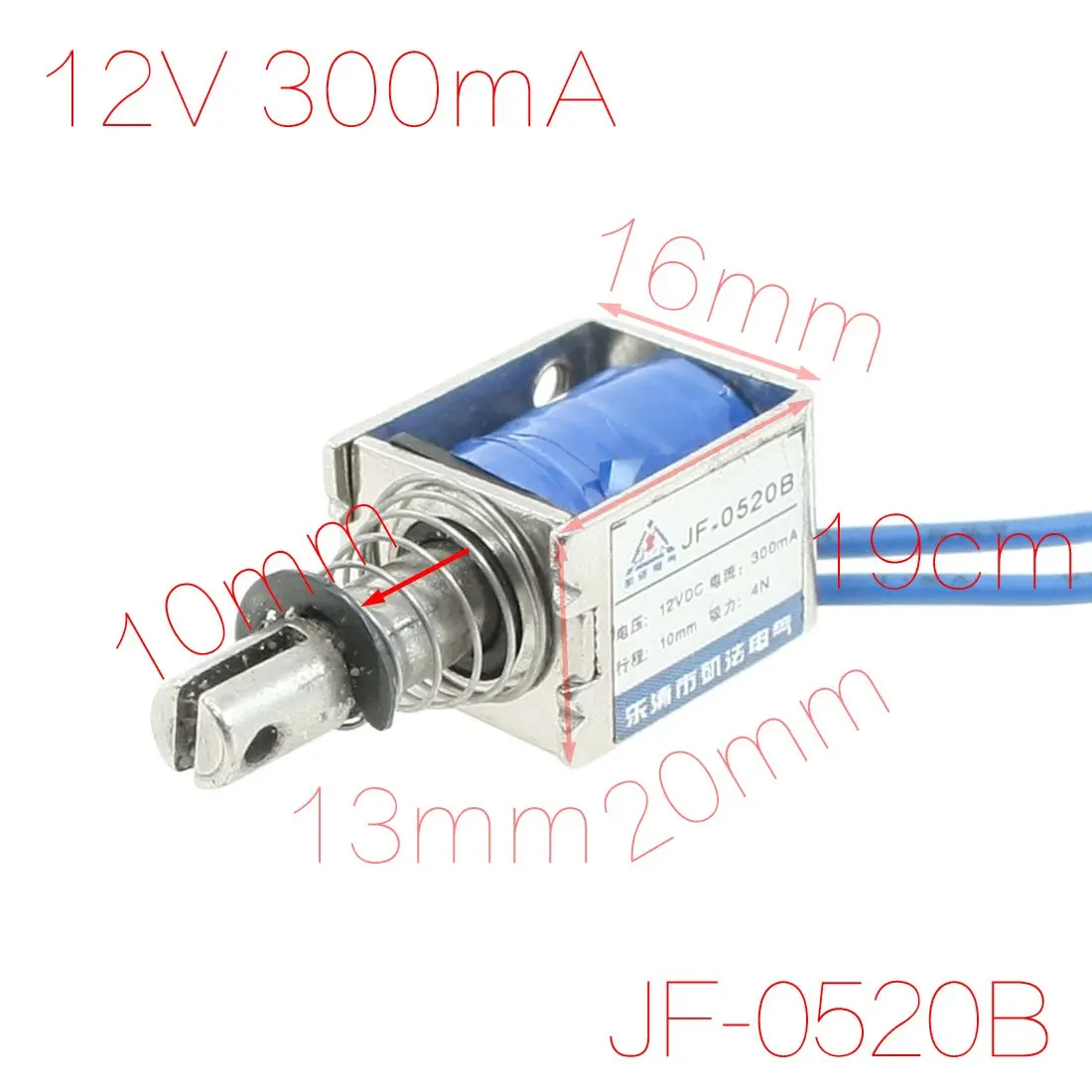 

UXCELL 12V 300Ma Push Pull Type Open Frame Solenoid Electromagnet 10Mm 4N 0.9Lb built-in mounting board DC electronmagnet DIY