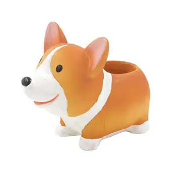 

Mini Flower Pot Cute Corgi Dog Flowerpot Resin Succulent Planter Decorative Desktop Ornament