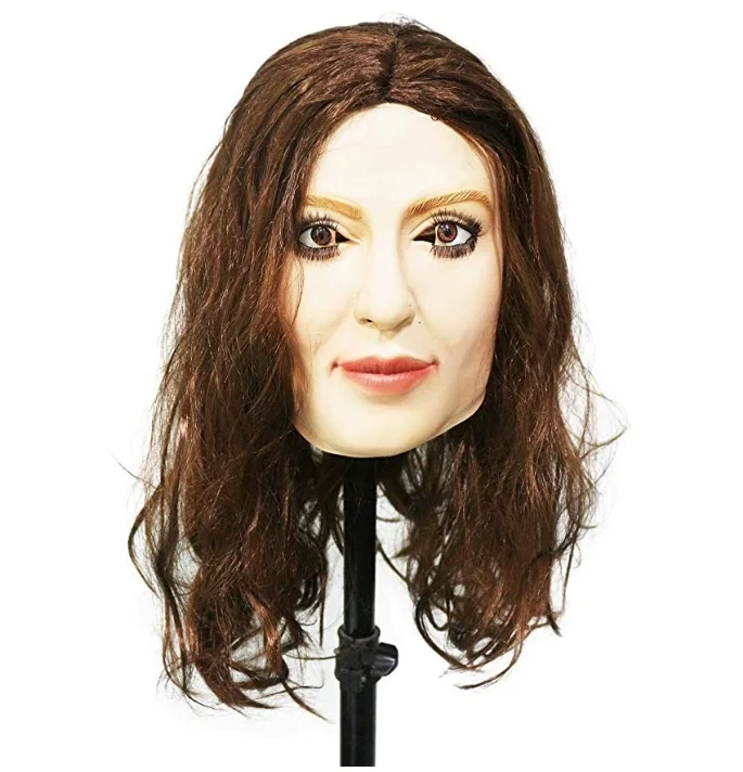 

Human Face Masks Fancy Dress Costume Latex Crossdressing Female Mask with Bronzing