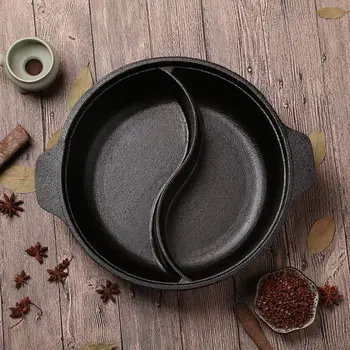 

Cast iron Yuanyang hot pot separable two-flavor induction cooker China household Sichuan Chongqing soup pot thick 30cm 32cm 35cm