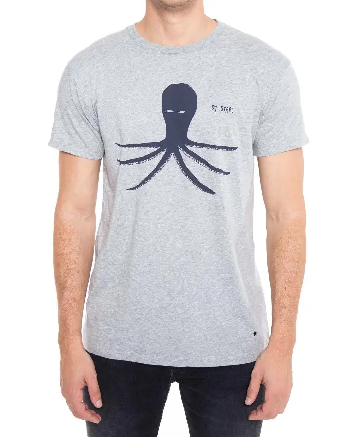 91 звезды Camiseta posicional gris vigore. 910061-803 | Мужская одежда