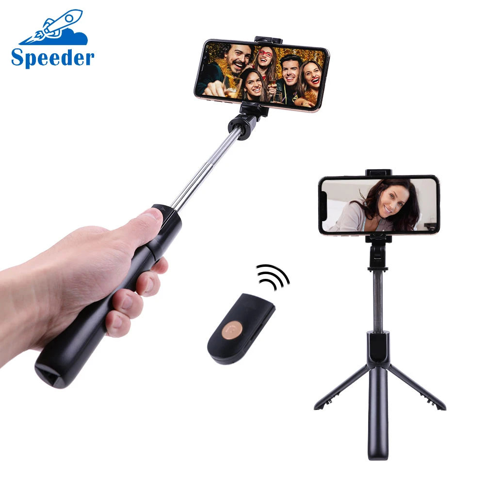 

K07 Telescopic Wireless Bluetooth Selfie Stick Tripod With Remote Control Portable Monopod for iphone X XS MAX for Samsung 3 in1