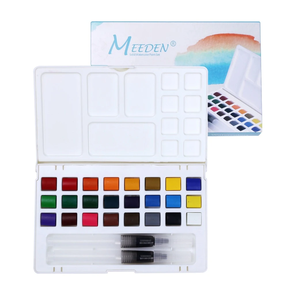 Meeden Artists Travel Watercolor Paint Set Field Sketch Watercolor Kit 24 Colors With 2 Water Brushes And A Mixing Palette|Watercolor Kits|Watercolor Artistwatercolor Set - Aliexpress
