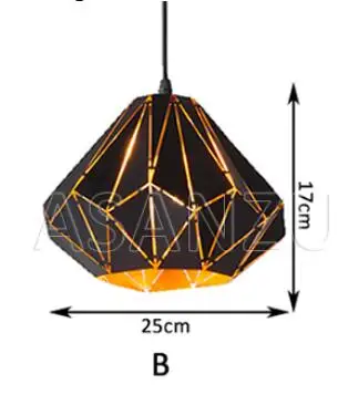 Скандинавская личность с одной головой пирсинг Ресторан подвесные светильники креативный Бар Кафе Ретро Ресторан подвесные светильники E27 - Цвет корпуса: B