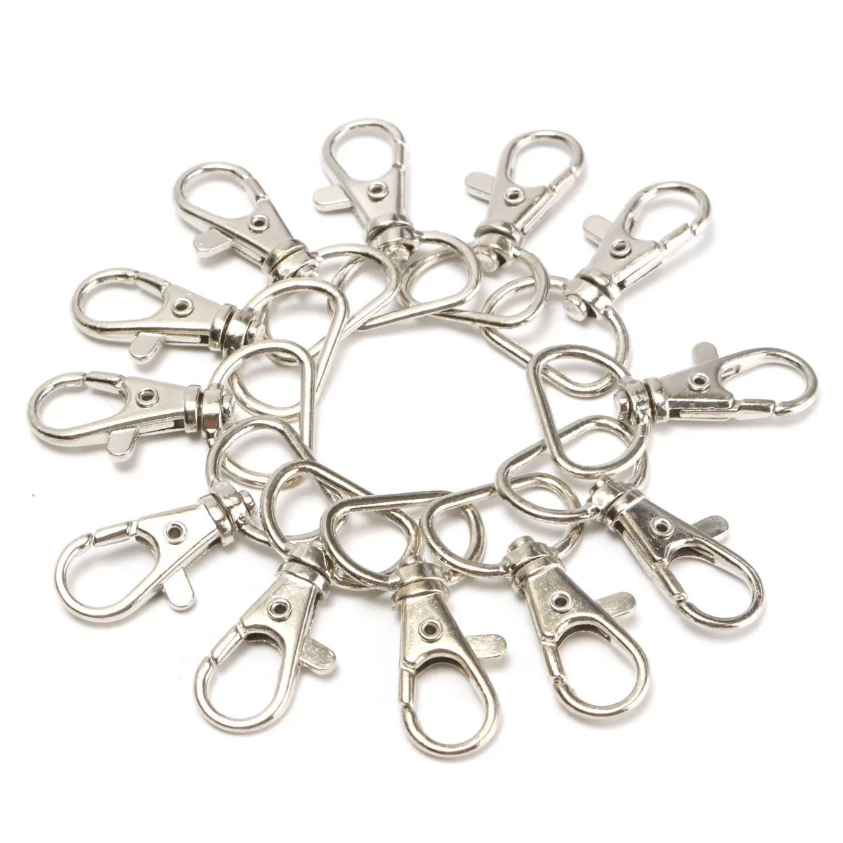 25pcs/Packs Silver Metal Lanyard Swivel Snap DIY Handbag Hook Portable Lobster Clasp Clips Bag Accessories Wholesale Buckle Hook owner 52567 14 hooked snap swivel 9 шт