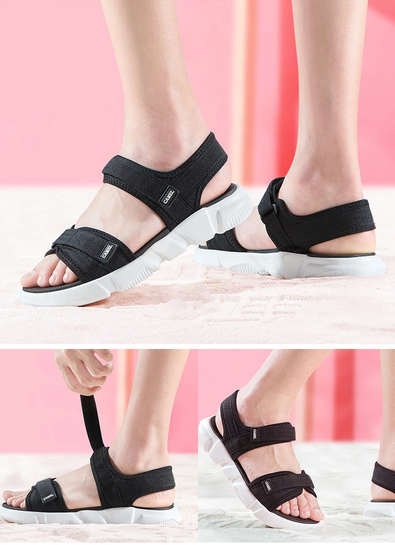 CAMEL/женские уличные пляжные сандалии; ультралегкие модные дизайнерские Летние Повседневные Удобные уличные туфли на застежке-липучке