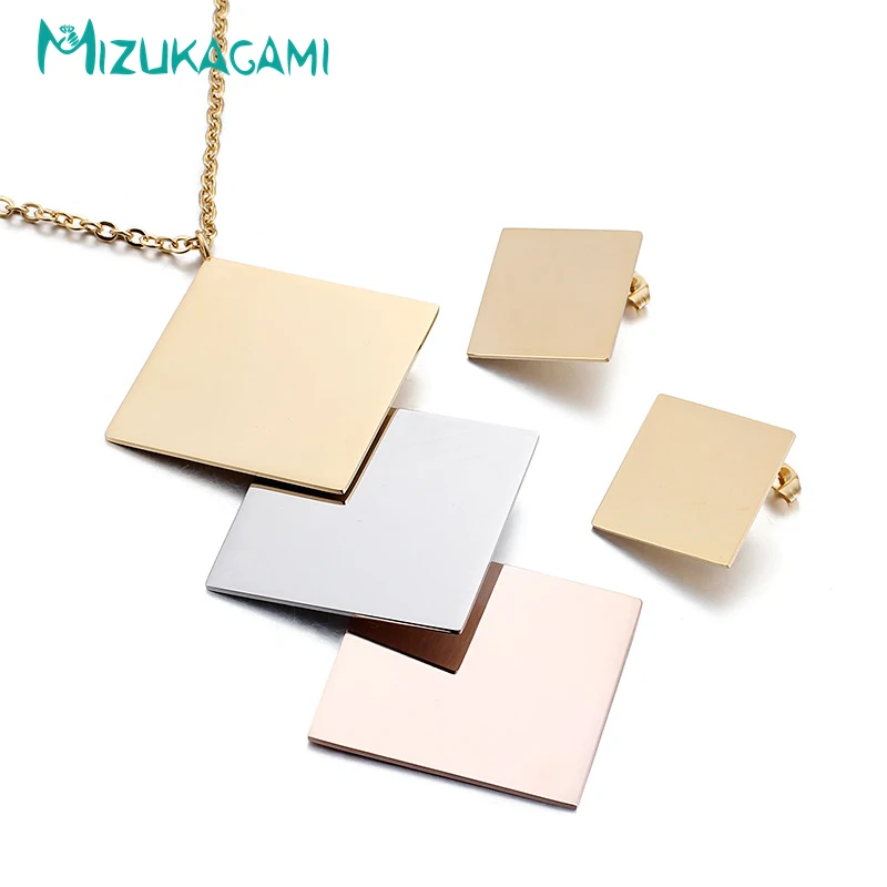 2017 Sale Luxurious And Generous Geometry font b Jewelry b font Set Necklaces Earrings Titanium Material