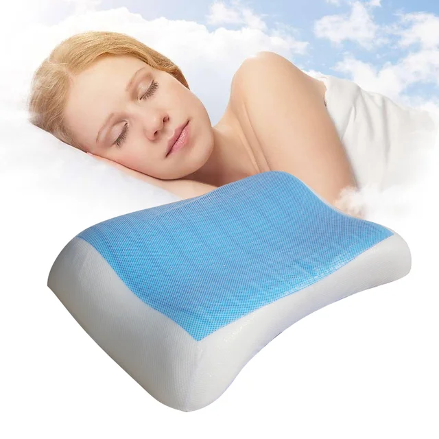 Buy Hydrophilic cotton memory Orthopedic Sleep Blue Cooling Comfort Gel Pillow