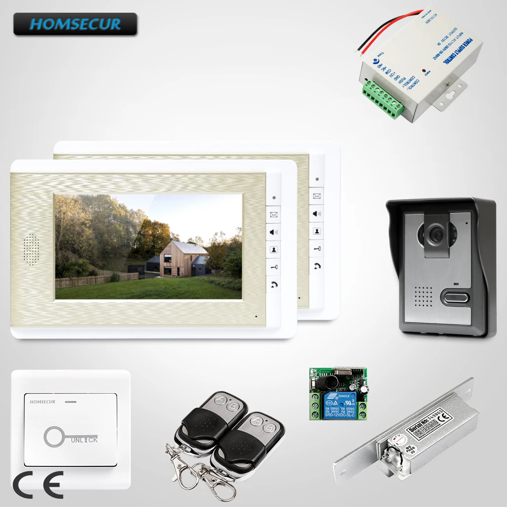 

HOMSECUR 7inch Video Door Phone Intercom System Electric Lock Supported for Home Security XC005+XM708-G