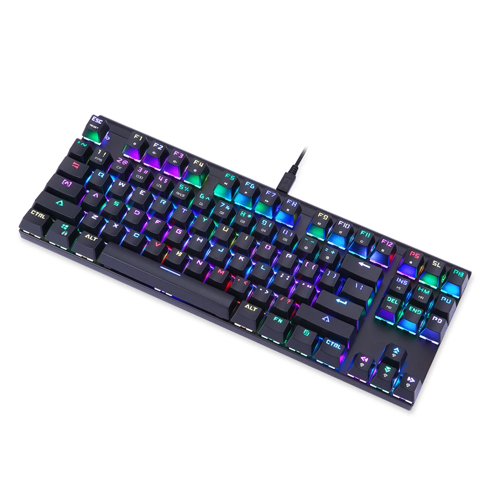 Motospeed CK101 USB Wired Profession Gaming Mechanical Keyboard Ergonomic 87 Anti-ghosting Keys RGB Light Blue/Red Switch