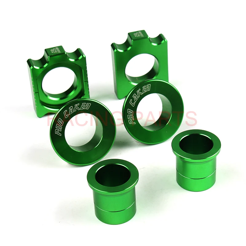 

Free Shipping CNC Front & Rear Wheel Hub Spacers Chain Adjuster for KX125 KX250 KXF250 KXF450 Motorcycle Dirt Bike Off Road