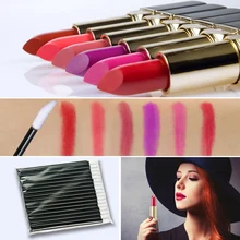 12 цветов губная помада матовая губная помада водостойкая стойкая Косметика телесный макияж губы с 50 шт одноразовые кисточки для губ кисть