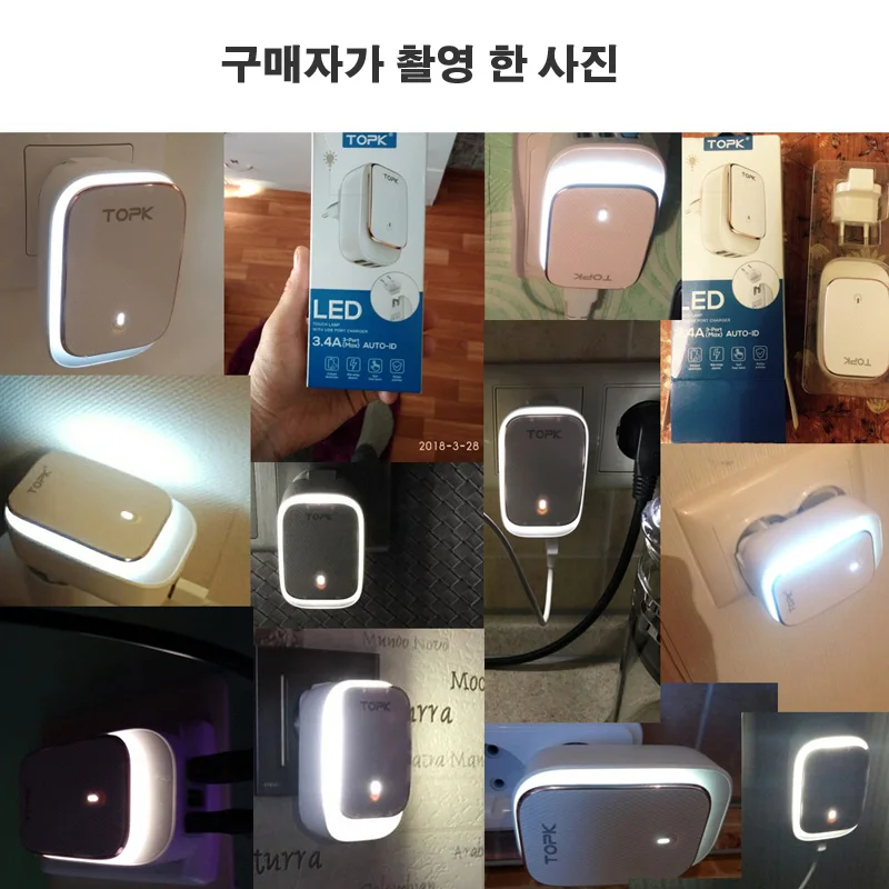 TOPK L Power 4 портовый EU/US/UK/AU штекер 22 Вт USB зарядное устройство Светодиодная лампа