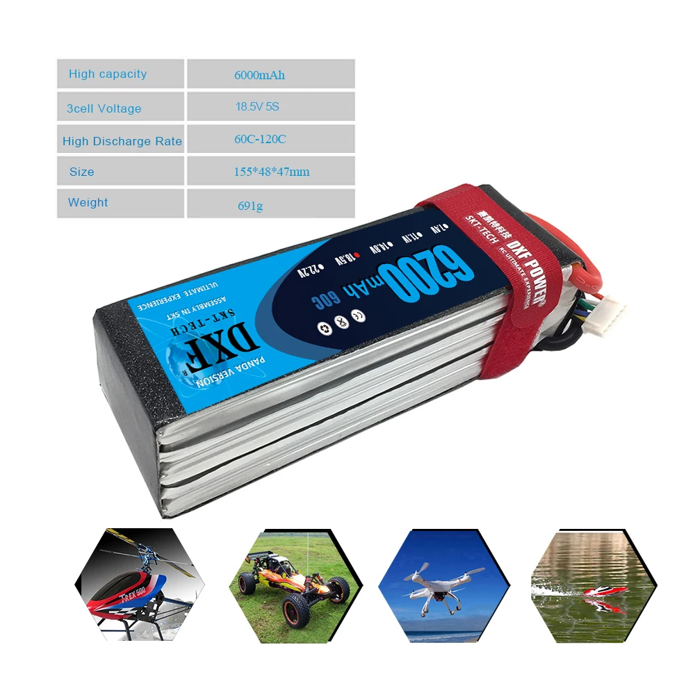 Графеновый аккумулятор DXF для радиоуправляемых моделей 18 5 в 6200 мАч 60C MAX 120C