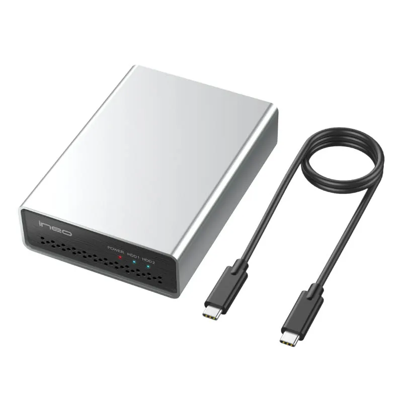 Ineo 10 Гбит/с двойной HDD Raid корпус для USB C 3 1 Gen 2 Type до 2x2 5 дюймов SATA жесткий диск