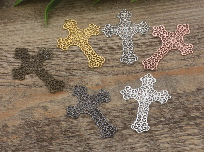 

37*52mm Cross DIY Filigree Charm/Pendant Copper with Antique Bronze/Dull Silver/Gold/Black handmade Parts Vintage Jewelry