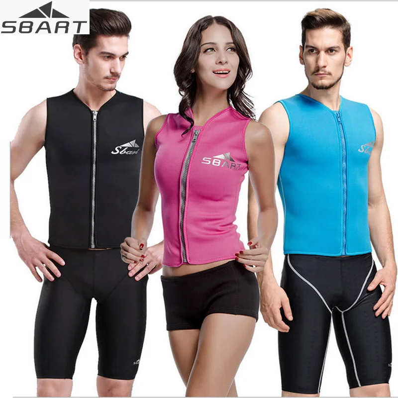 

Sbart Mens Womens Swim Vest Sleeveless Wetsuit 3MM Neoprene Front Zip for Surfing Diving Swimming