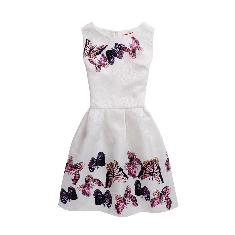 

Girls Kid Child Sleeveless Round Neck Butterfly Pattern Dress New Fashion