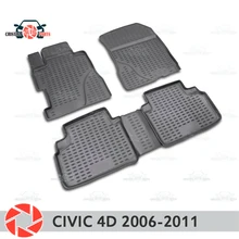 Коврики для Honda Civic 4D 2006-2011 ковры Нескользящие полиуретановые грязезащитные интерьерные аксессуары для стайлинга автомобилей