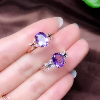 

KJJEAXCMY Fine Jewelry 925 sterling silver inlaid natural gemstone amethyst ladies ring support detection new