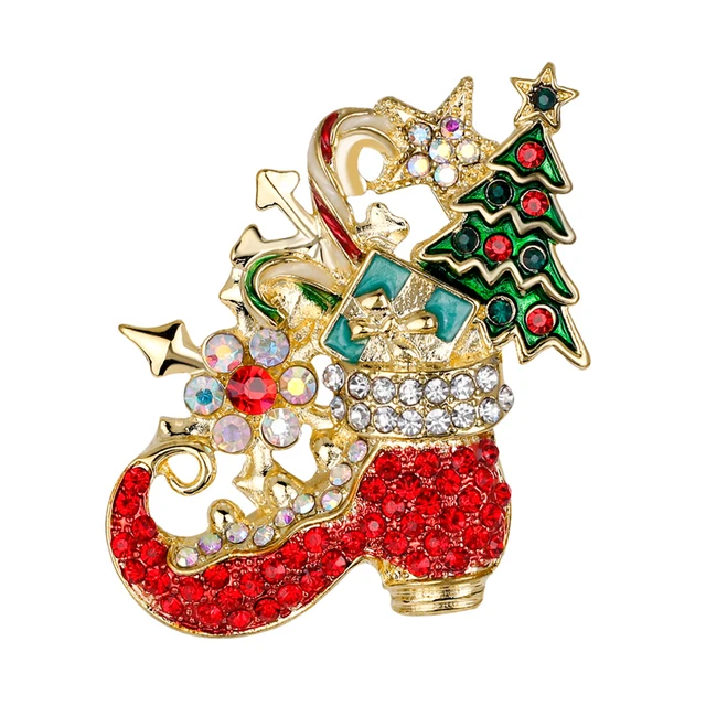 Multicolor Christmas Tree Rhinestone Brooch Wedding Bridal Bouquet