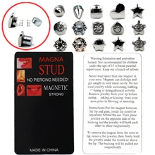 1 предмет из нержавеющей стали драгоценный камень Поддельные жук пирсинг магнитные губная серьга-гвоздик магнитная серьга нет пирсинг Вилки пирсинг