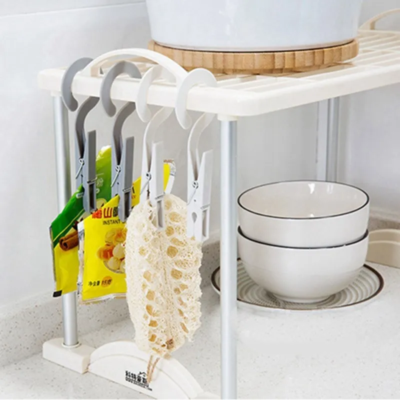 

4Pcs/Set Plastic Kitchen Hook Rack Hanger Clips Travel Clothes Pegs with Hooks for Clothesline Home Underwear Socks Dryer
