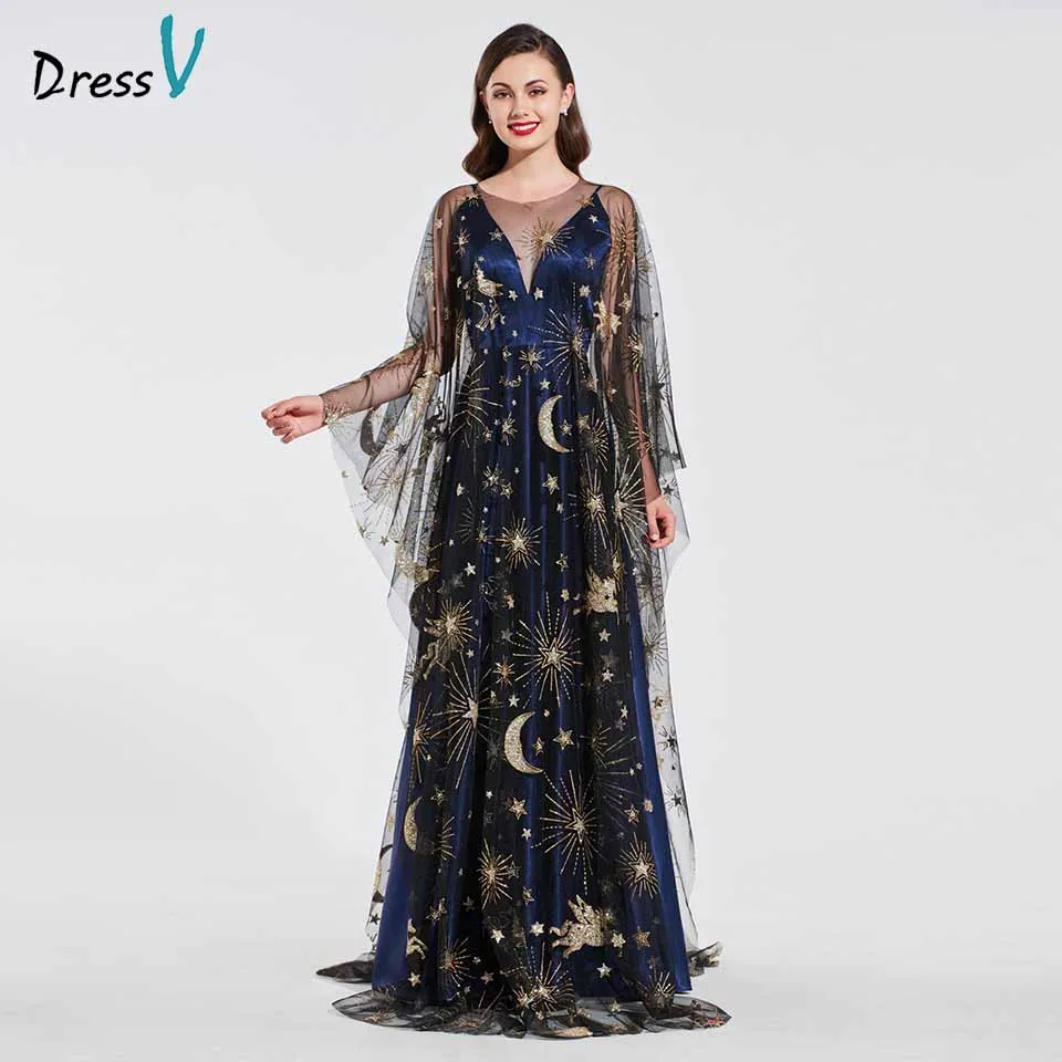 

Dressv elegant long sleeves evening dress scoop neck a line sample wedding party formal dress evening dresses customize
