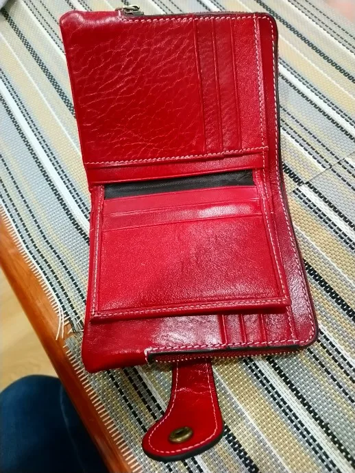 GENODERN RFID Wallet Women Genuine Leather Top Quality Female Wallet Purse Small Wallet Zipper Card Holders Card Wallet photo review