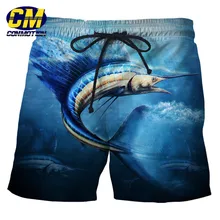 Крутые мужские 3D Пляжные штаны deep sea sailfish модные шорты с принтом