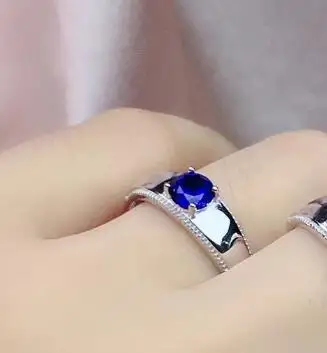 KJJEAXCMY бутик ювелирных изделий 925 Серебро инкрустированные натуральный сапфир женское кольцо поддержка тест - Цвет камня: small  5x5mm