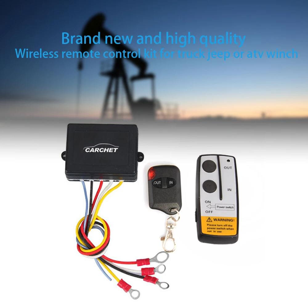 CARCHET 2 sets Car Wireless Smart Winch Remote Control Kit 12V 50ft Manual Transmitters Set for