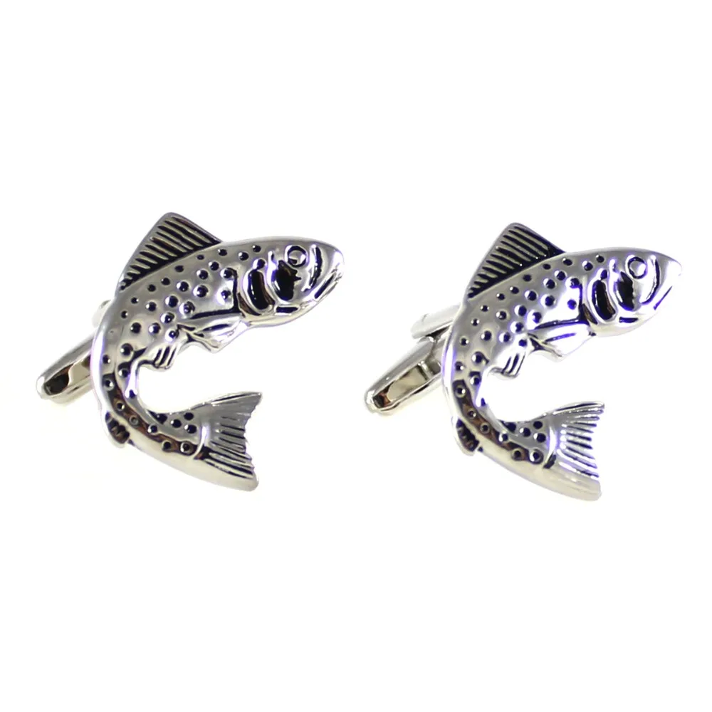 Men's Novelty Fish Cuff Links Antique Silver Tone Salmon | Украшения и аксессуары