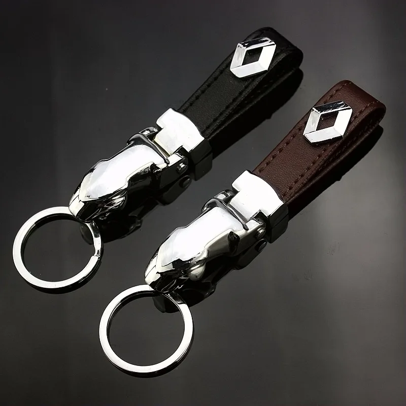 

Leather Keyring Car Metal Keychain Key Ring Chain for Renault car styling