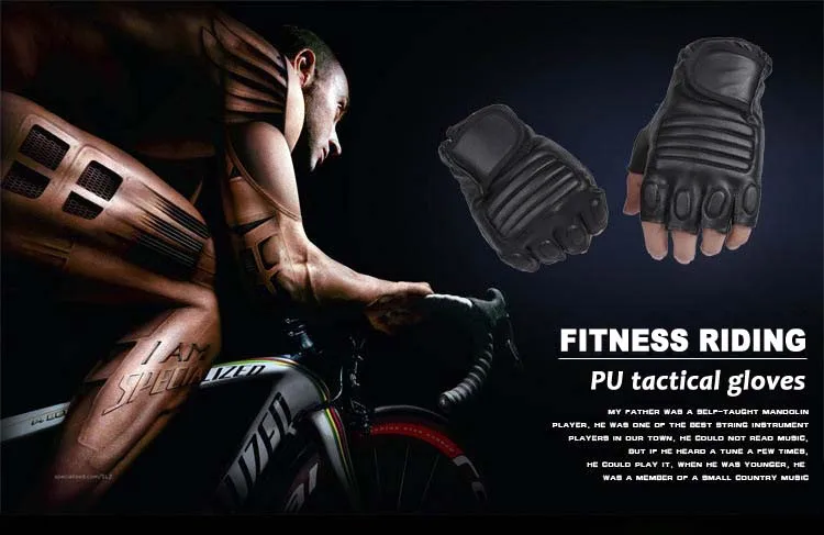 1Pair Men Black PU Leather Weight Lifting Gym Gloves Workout Wrist Wrap Sports Exercise Training Fitness Wholesale