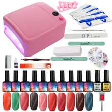 Полный маникюрный набор с лампой для ногтей набор УФ светодиодный для искусства s 10 шт Гель-лак Инструменты
