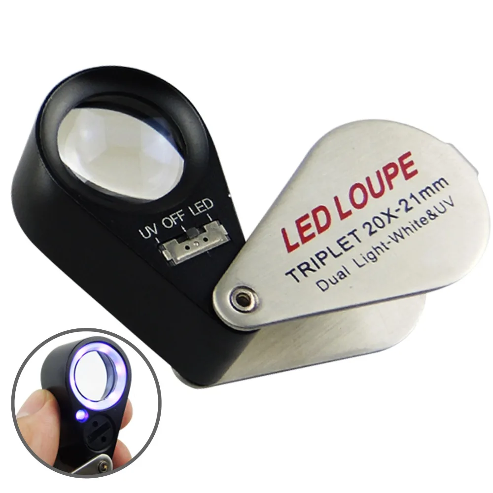Bijoux,les PièCes de Monnaie Timbres Fanuse 10X Grossissement Bijoutier Loupe Triplet Lens Loupe avec 6 LED LumièRe UV 21Mm pour Gems Etc. Bijoux,les PièCes de Monnaie Timbres Fanuse 10X Grossissement Bijoutier Loupe Triplet Lens Loupe avec 6 LED LumièRe UV 21Mm pour Gems Etc.