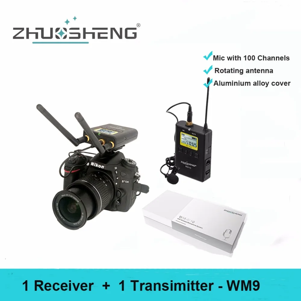 

ZhuoSheng WM-9 Wireless Lavalier Mic System With Interview Recording Lapel Microphone For Sony Canon Dslr Camera Camcorders