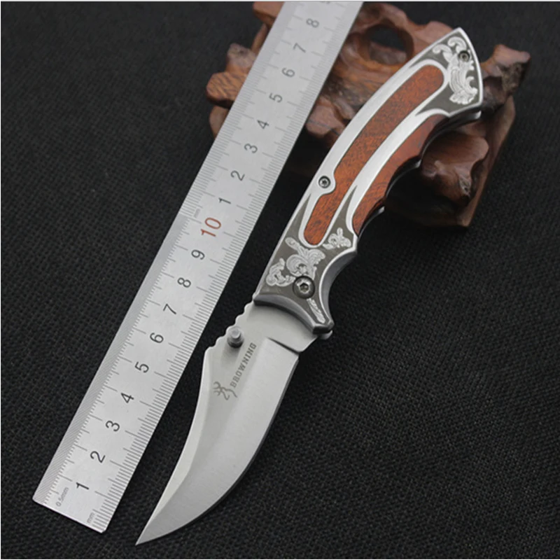 

New Folding Hunting Knife Coming Camping Tactical Knife Out door survival Knives Wood handle Stainless steel Blade