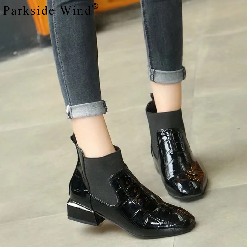 

Parkside Wind Women Chelsea Boots Fashion Soft PU Leather Women Boots Round Toe Autumn Square Heel Female Ankle Boots XWA2319-45