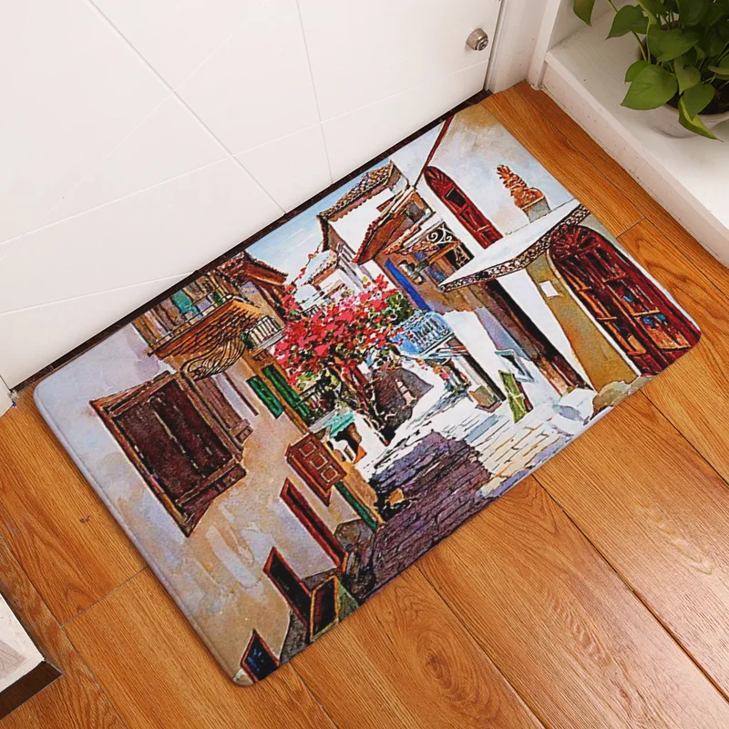 BLRISUP домашний входной коврик фланелевый геометрический пейзаж узор пол коврик 40*60 см кухня ковер ванная комната нескользящий дверной