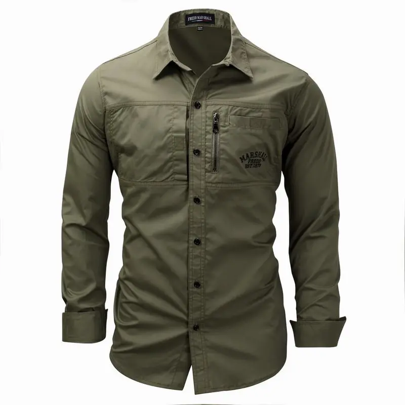Outdoor Climbing Sport Riding Military Tactical Shirt 3XL Spring Autumn Men's Lapel  Long Sleeve Cotton Breathable Cardigan Tops