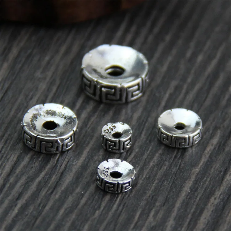 6.5 11.5mm Tibetan jewelry 925 Sterling Silver round spacer beads thai