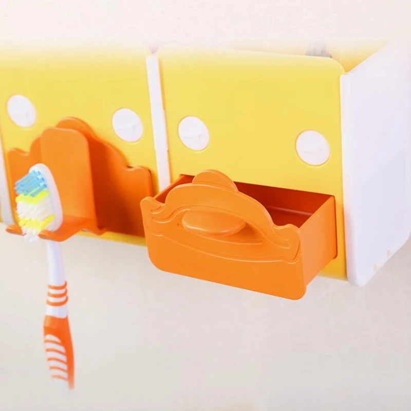 Removable hanging creative combination toothbrush holder Free 2 hooks