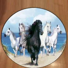 Else Sea Side коричневый пляжный песок бегущие лошади 3d узор принт противоскользящие сзади круглые ковры площадь ковер для гостиной ванной комнаты