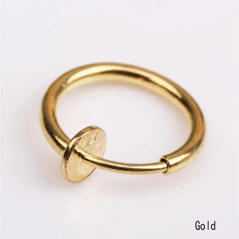 

1 pair 2018 Hot Sale 2 Pcs Fashion Punk Clip On Fake Piercing Nose Lip Hoop Rings Earrings 4 Colors