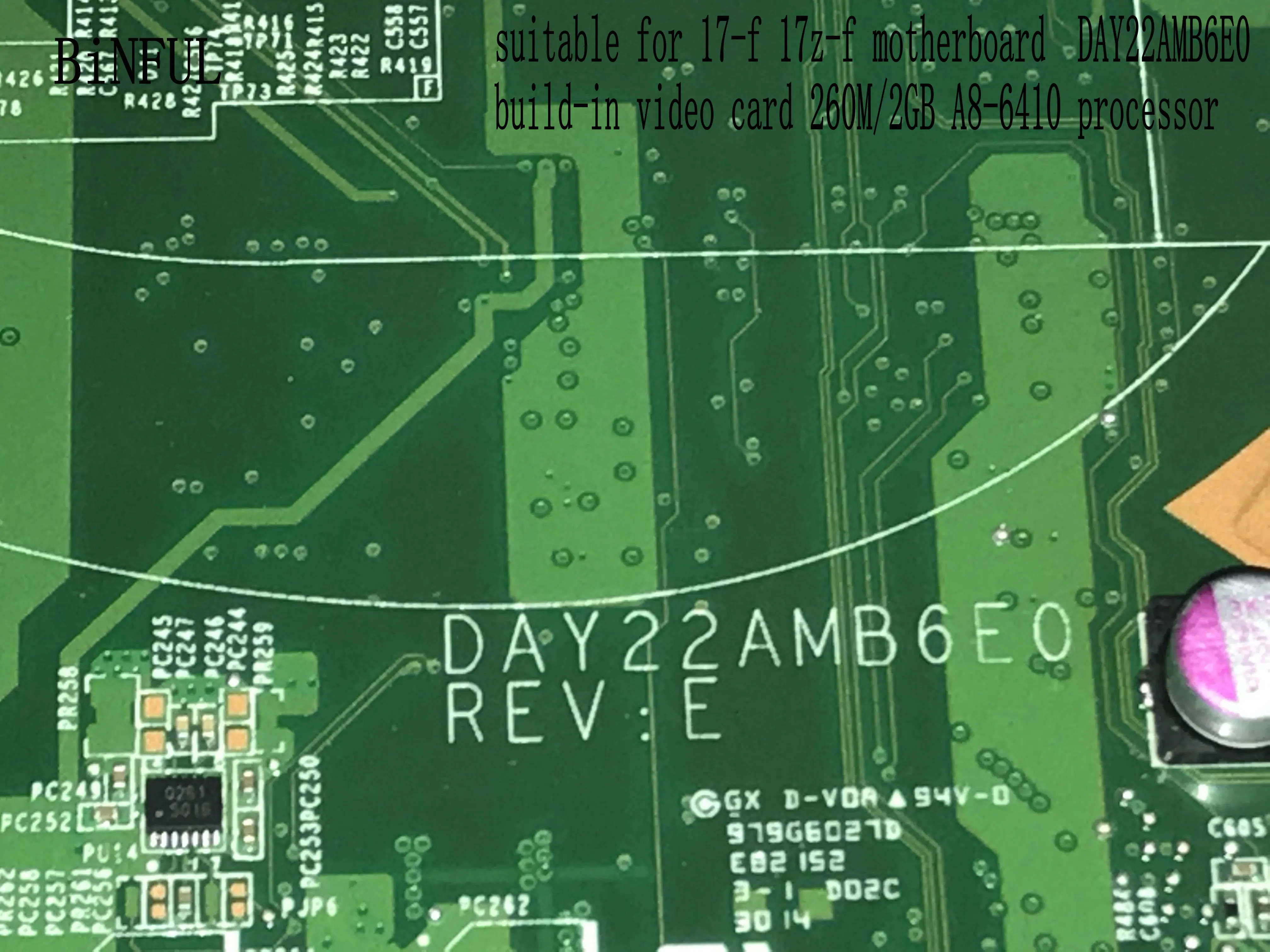 Материнская плата BiNFUL NEW DAY22AMB6E0 Y22A для ноутбука HP PAVILION 17 F 17Z видеокарта 260M/2 ГБ +