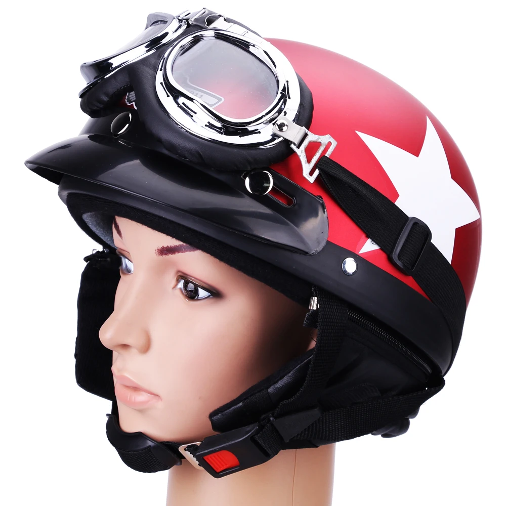 CARCHET мотоциклетный защитный шлем+ козырек защитные очки для скутера защитный набор для мотоцикла с открытым лицом полушлем