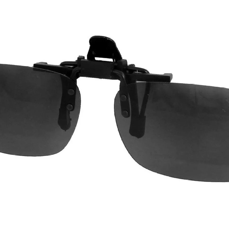 NEW Unisex Gray Lens Rectangle Flip Up Driving Clip On Polarized Glasses