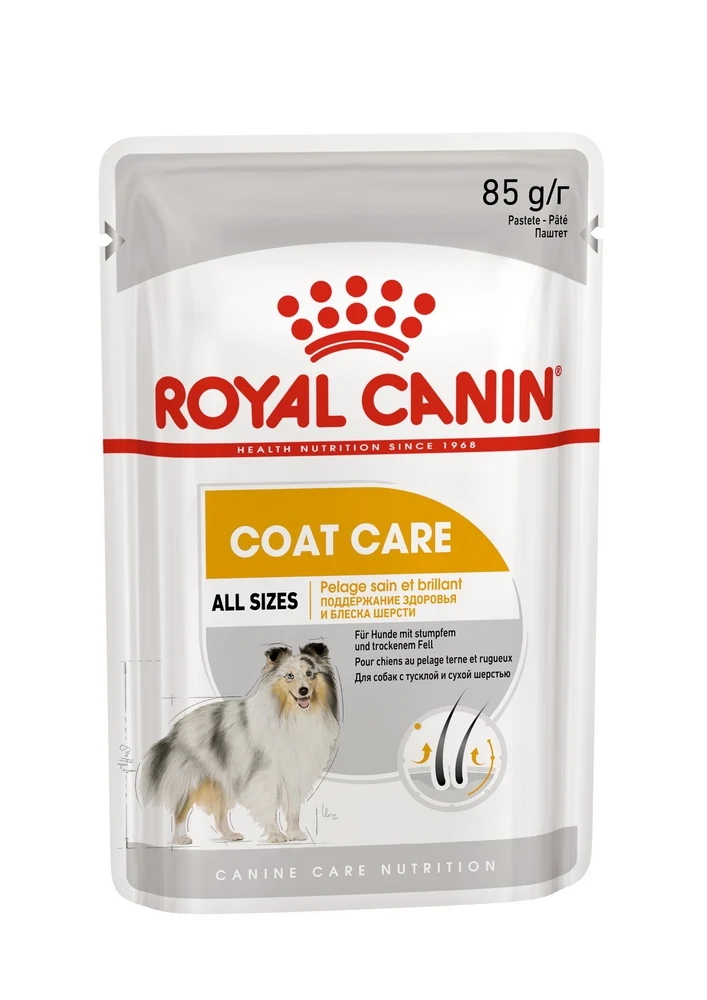 Royal Canin Adult Coat Care пауч для собак для поддержания блеска шерсти(паштет), 24*85 г